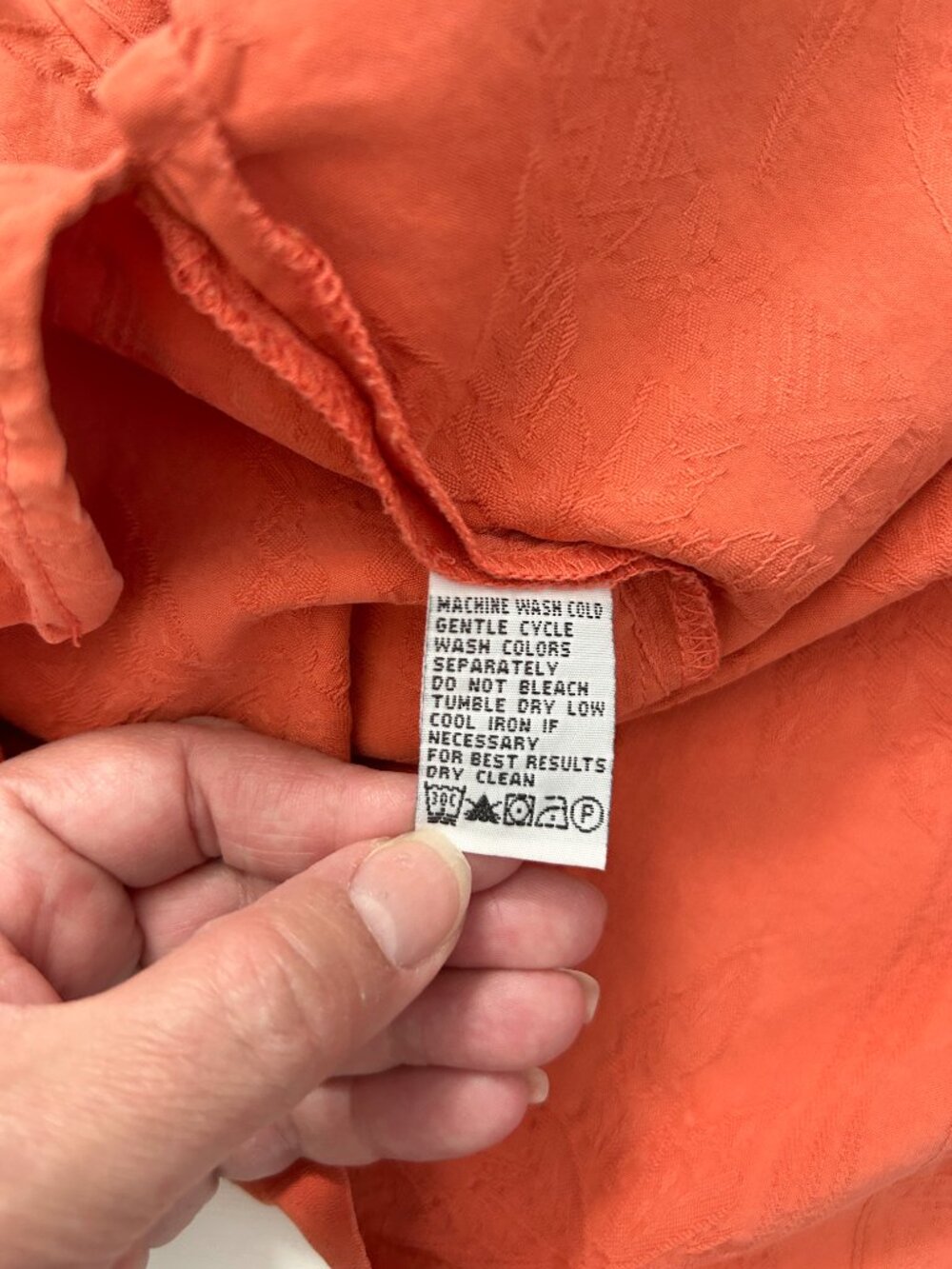 Tommy Bahama 100% Silk Orange Hawaiian Shirt Embroidered Palm Button Down XL - Picture 8 of 8